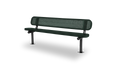 Black & Green Wabash Valley Signature Steel Bench, Perforated seat and back, Surface Mount base plates, outdoor bench with back
