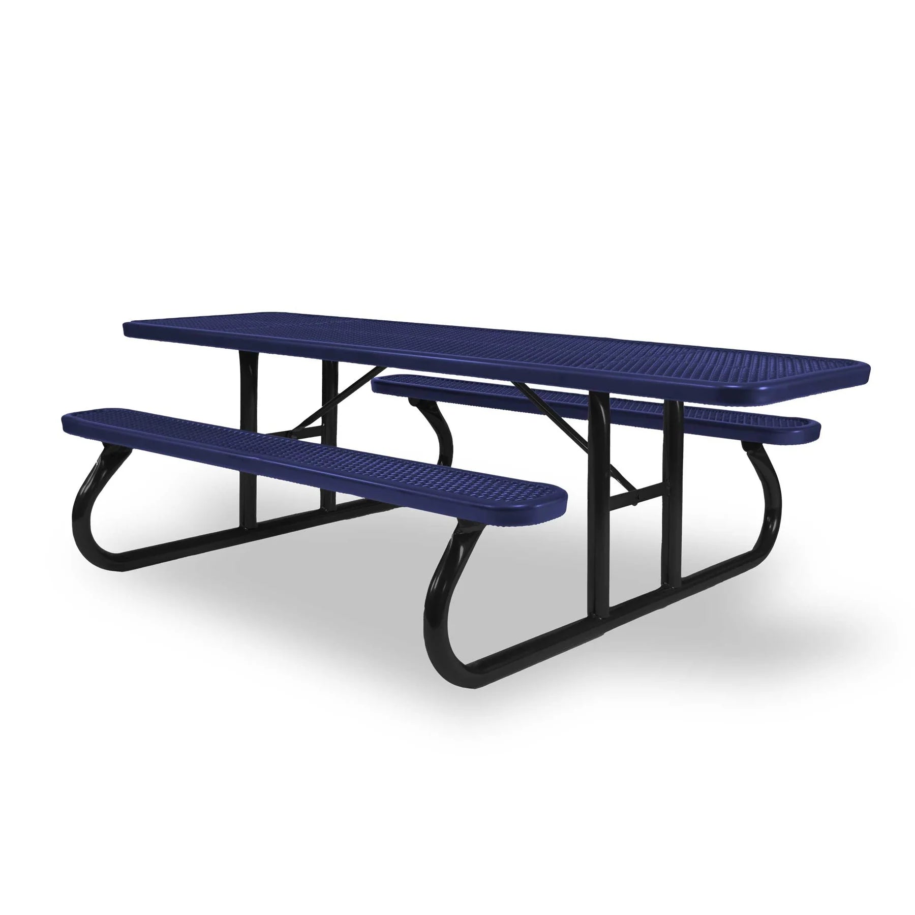 Black & Purple Wabash Valley Signature Portable Picnic Table, purple top and seats on a black frame, 8' ADA Accessible, Diamond pattern, handicap picnic table