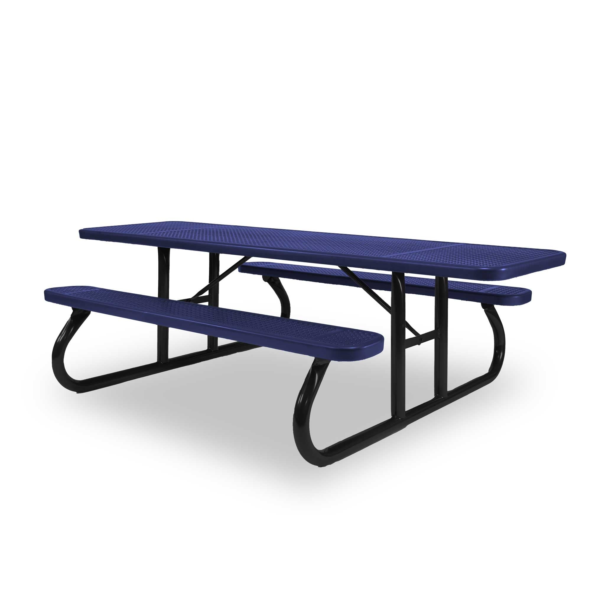 Black & Purple Wabash Valley Signature Portable Picnic Table, purple top and seats on a black frame, 8' ADA Accessible, Perforated pattern, handicap picnic table