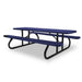 Black & Purple Wabash Valley Signature Portable Picnic Table, purple top and seats on a black frame, 8' Standard, Perforated pattern, lunch tables for schools