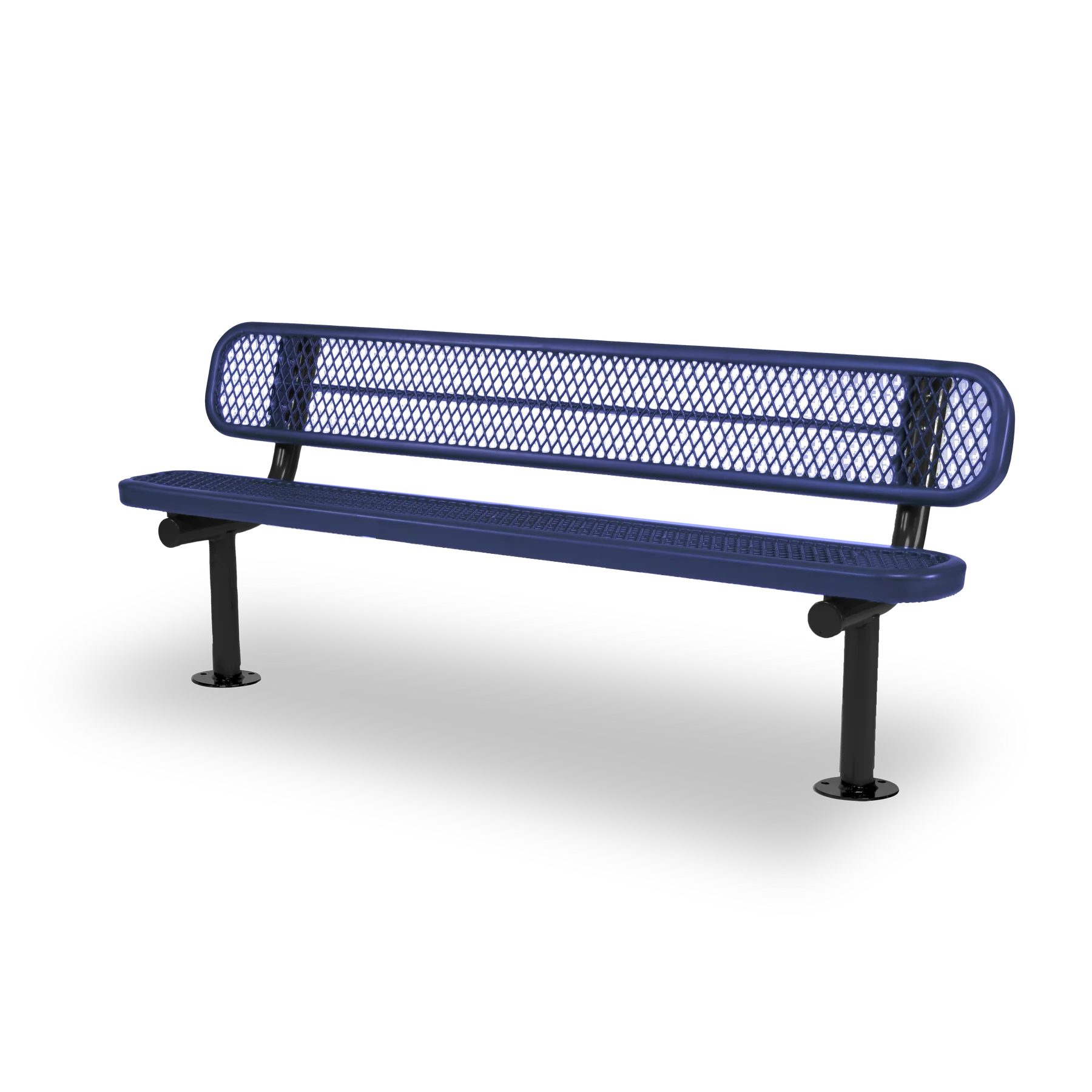 Black & Purple Wabash Valley Signature Steel Bench, Diamond seat and back, Surface Mount base plates, commercial benches