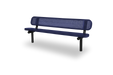 Black & Purple Wabash Valley Signature Steel Bench, Perforated seat and back, Inground legs, metal bench with back