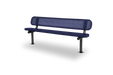 Black & Purple Wabash Valley Signature Steel Bench, Perforated seat and back, Surface Mount base plates, outdoor metal bench