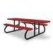 Black & Red Wabash Valley Signature Portable Picnic Table, red top and seats on a black frame, 8' ADA Accessible, Diamond pattern, handicap picnic table