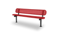 Black & Red Wabash Valley Signature Steel Bench, Perforated seat and back, Surface Mount base plates, commercial benches