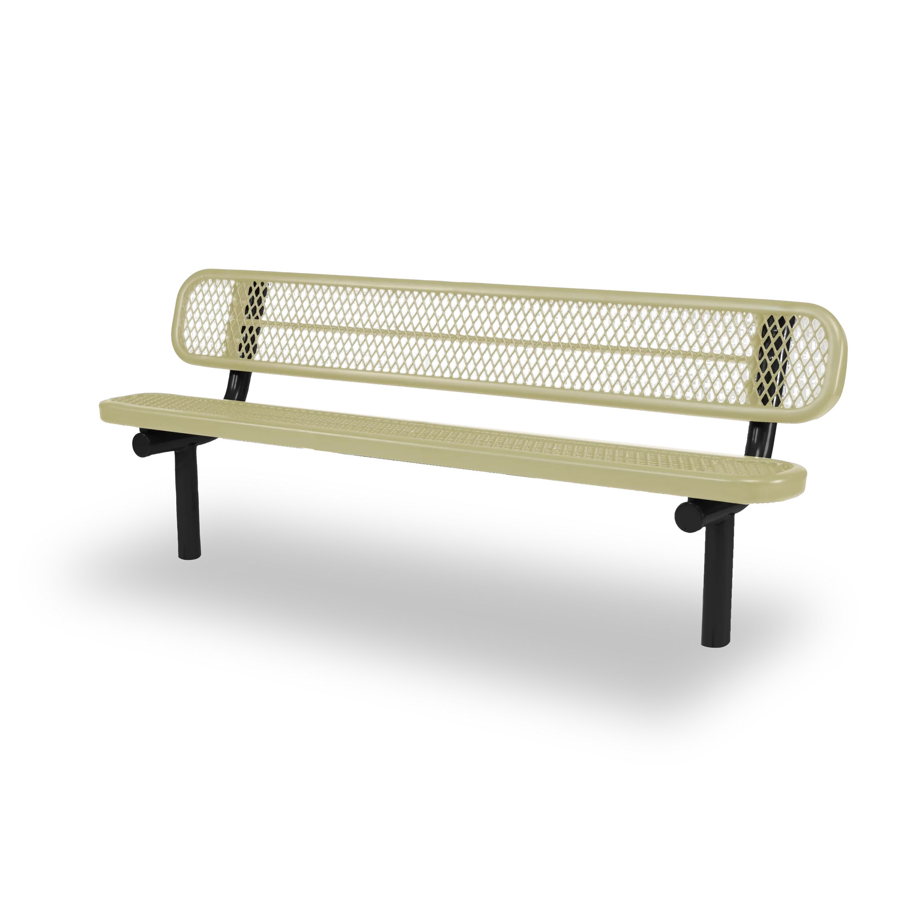 Black & Sand Wabash Valley Signature Steel Bench, Diamond seat and back, Inground legs, outdoor metal bench