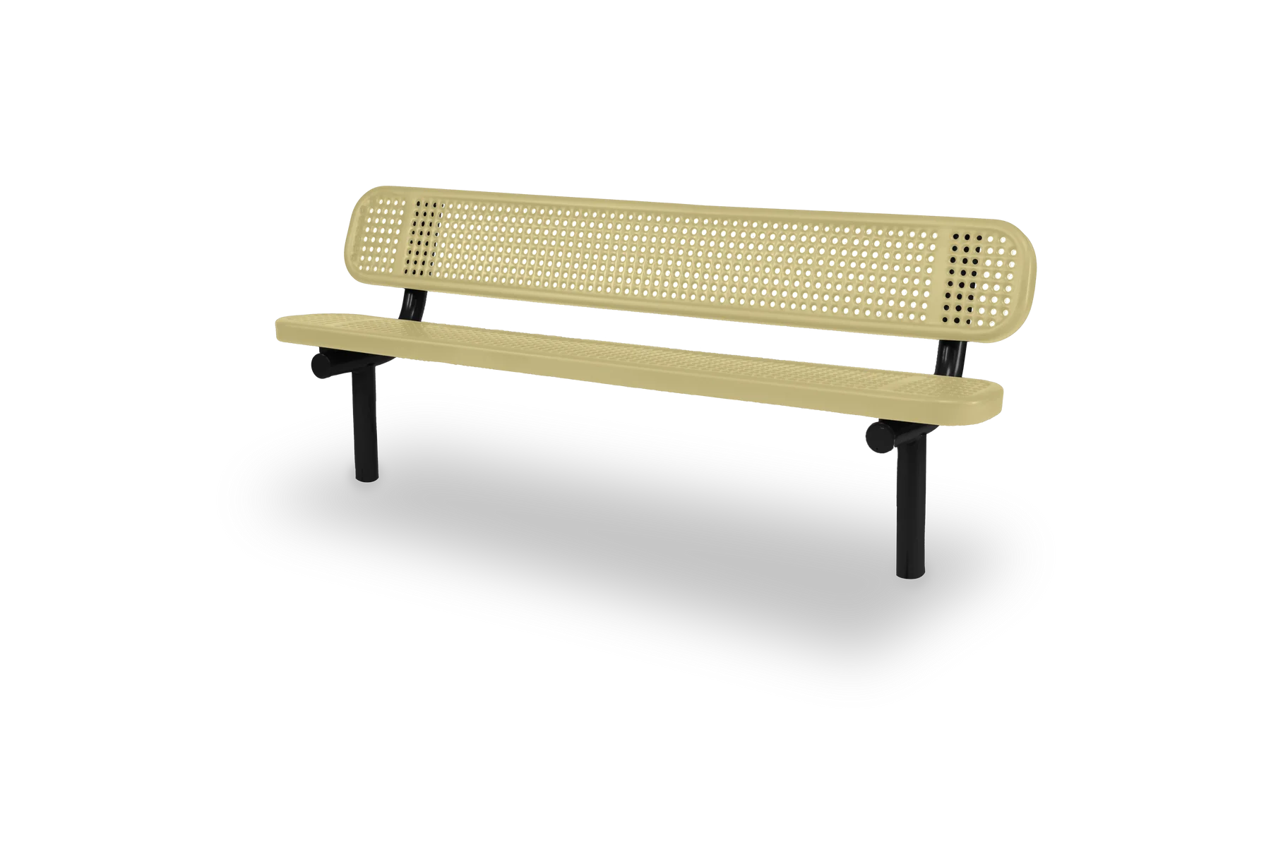 Black & Sand Wabash Valley Signature Steel Bench, Perforated seat and back, Inground legs, inground bench