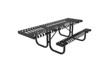 Black 8 Foot MyTCoat ADA Accessible Rolled Rectangular LX Picnic Table Slatted Steel Studio Image