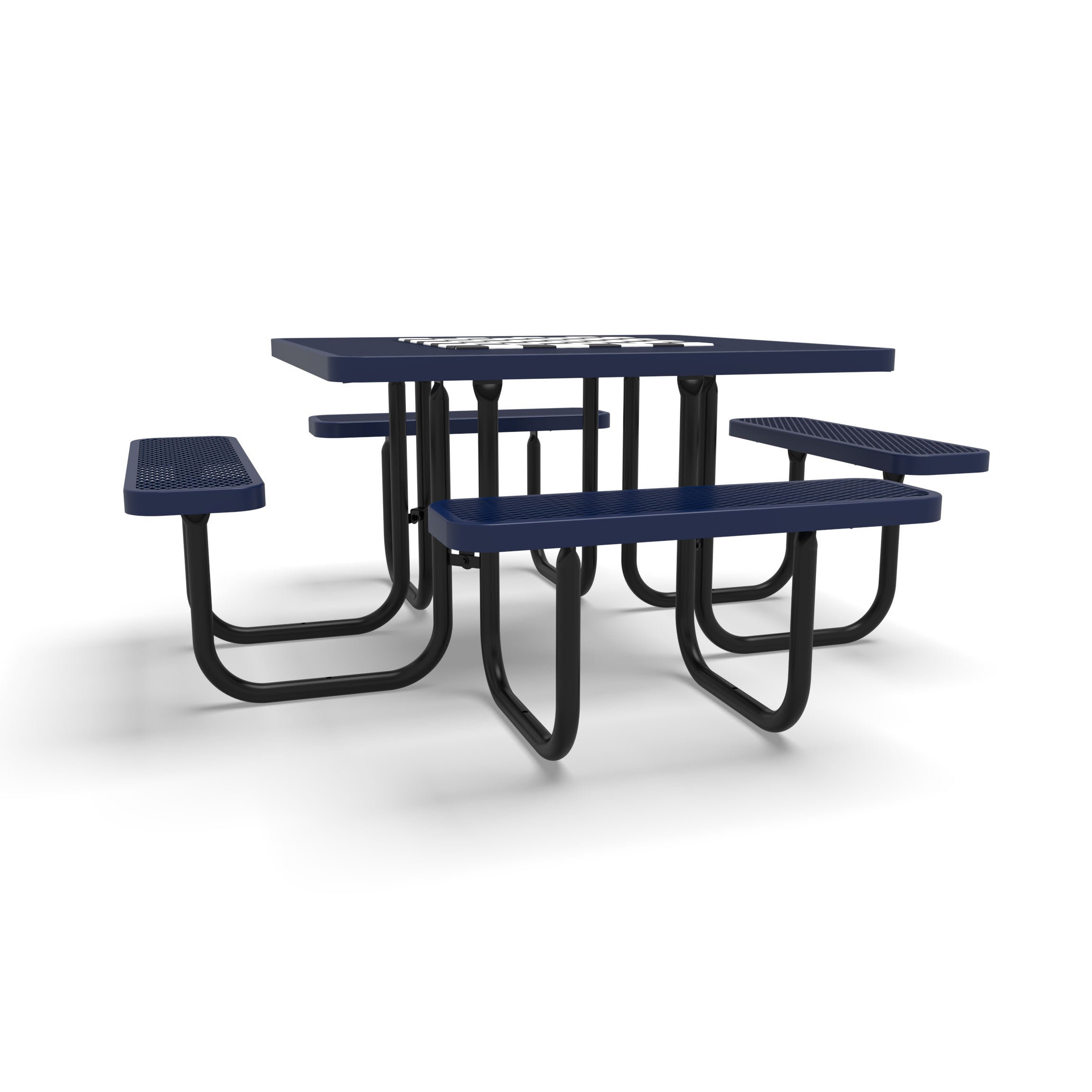 Black & Blue Wabash Valley Signature Square Diamond Metal Portable Picnic Table with Chessboard Top