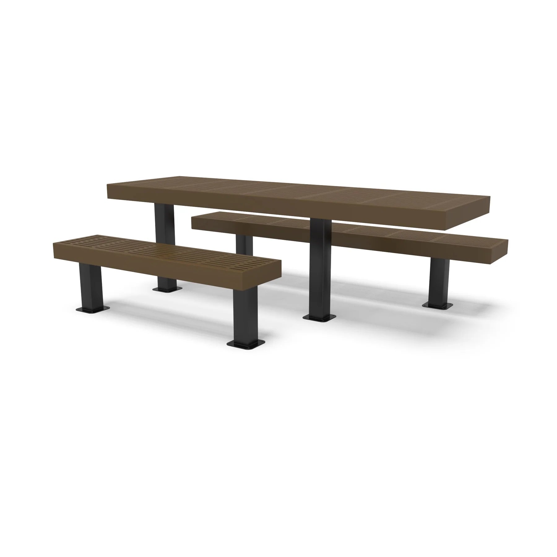 Black & Brown Wabash Valley Designer Traditional Metal Picnic Table with ADA Seat