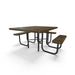 Black & Brown Wabash Valley Signature Square Diamond Metal Portable Picnic Table with ADA Accessible Seating