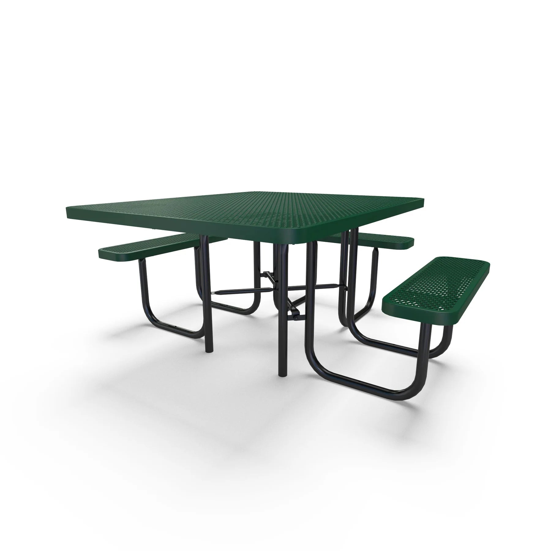 Black & Green Wabash Valley Signature Square Diamond Metal Portable Picnic Table with ADA Accessible Seating
