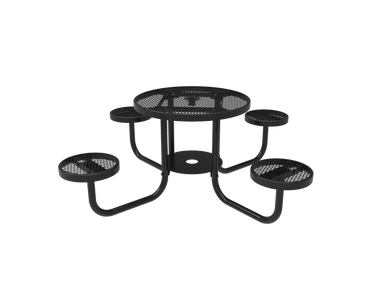 Black MyTCoat 4-Person Patio Table with Attached Seats Expanded Metal