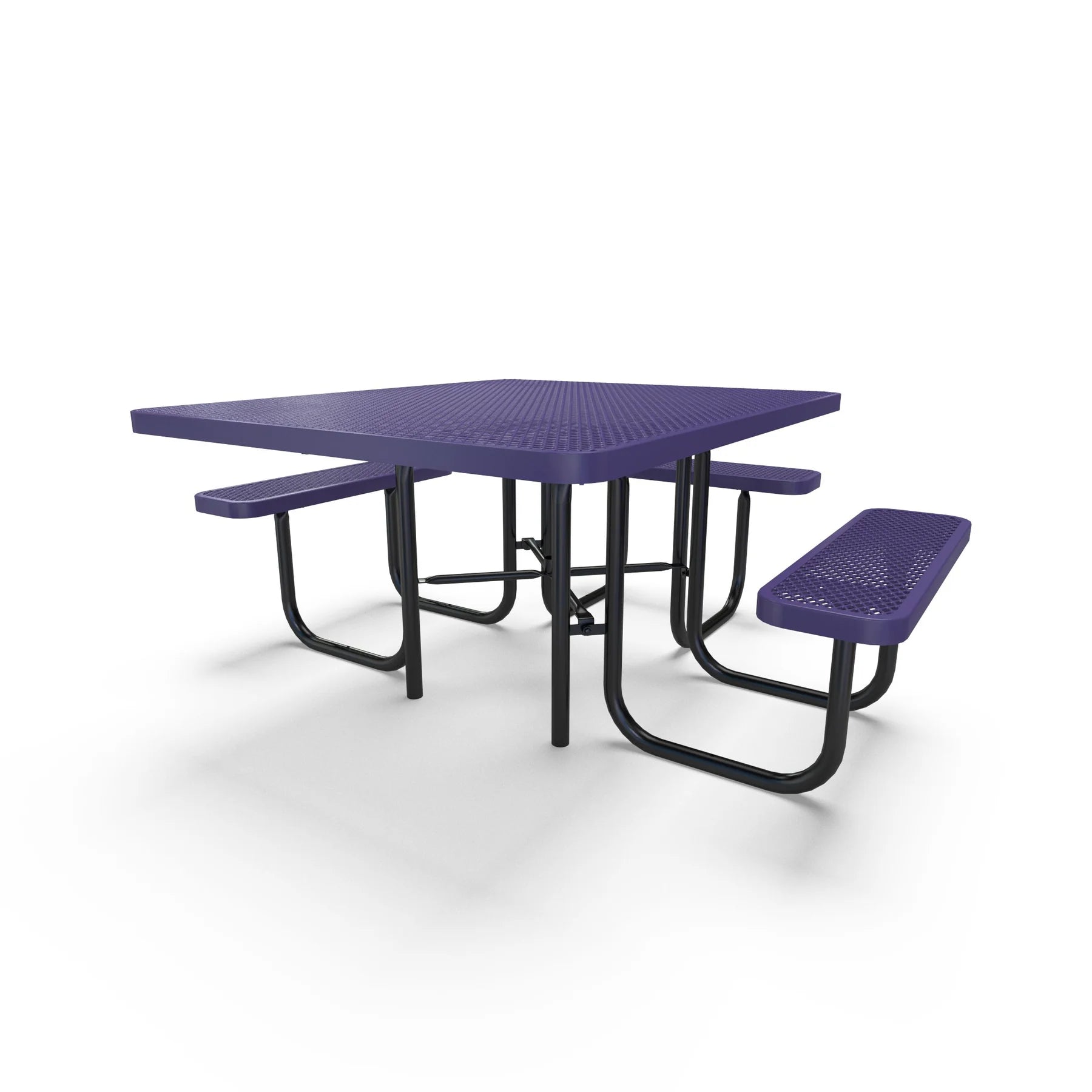 Black & Purple Wabash Valley Signature Square Diamond Metal Portable Picnic Table with ADA Accessible Seating