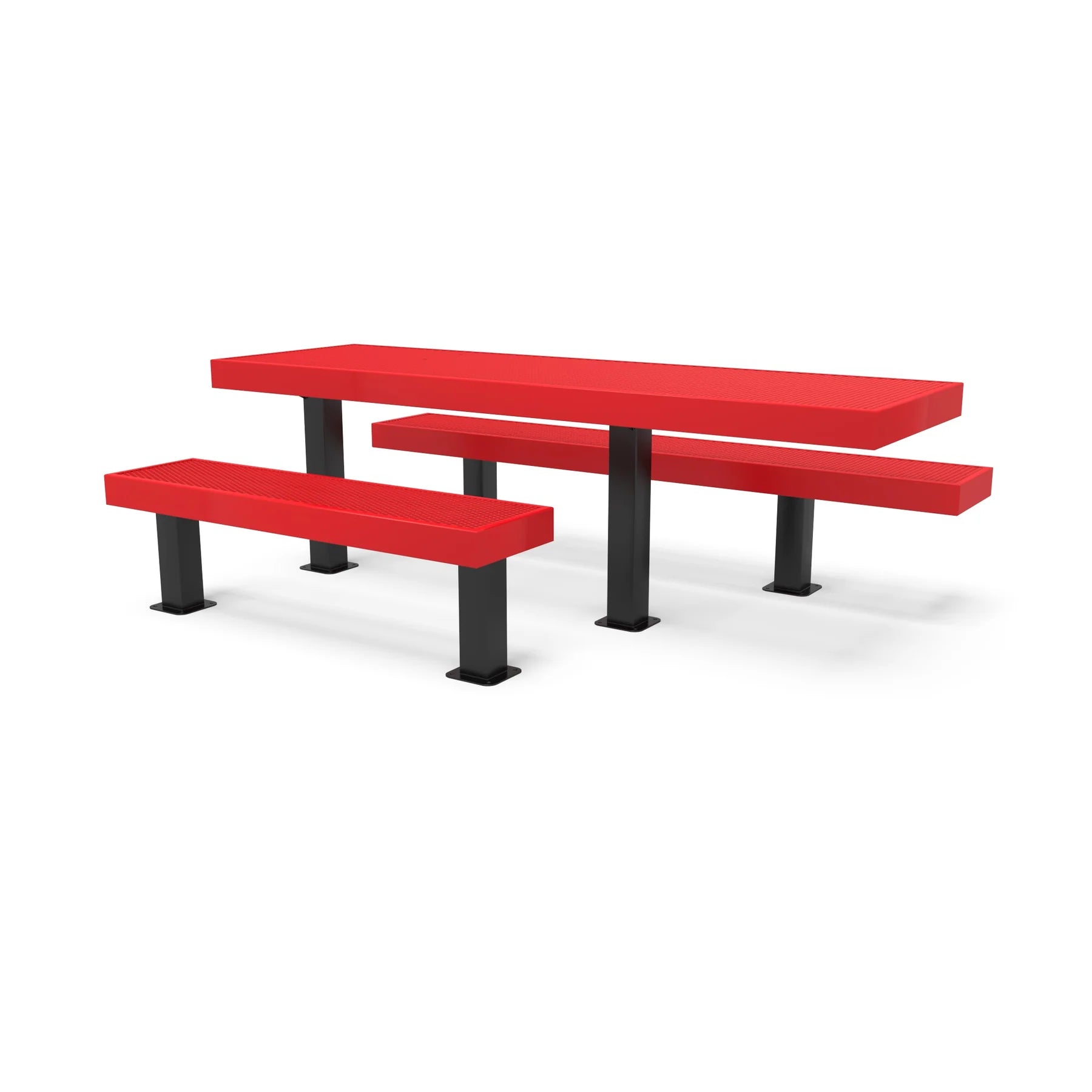 Black & Red Wabash Valley Designer Diamond Metal Picnic Table with ADA Seat