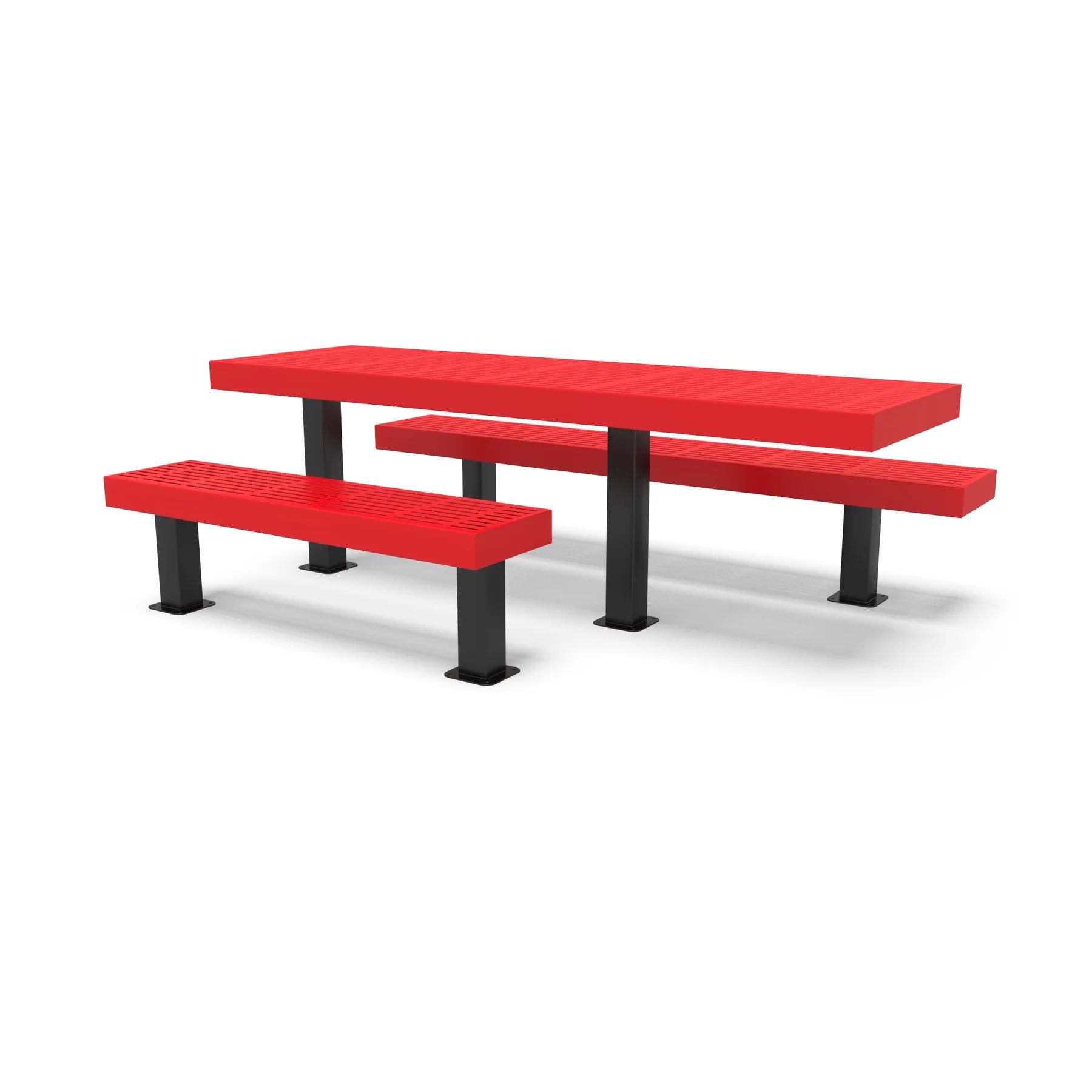 Black & Red Wabash Valley Designer Traditional Metal Picnic Table with ADA Seat