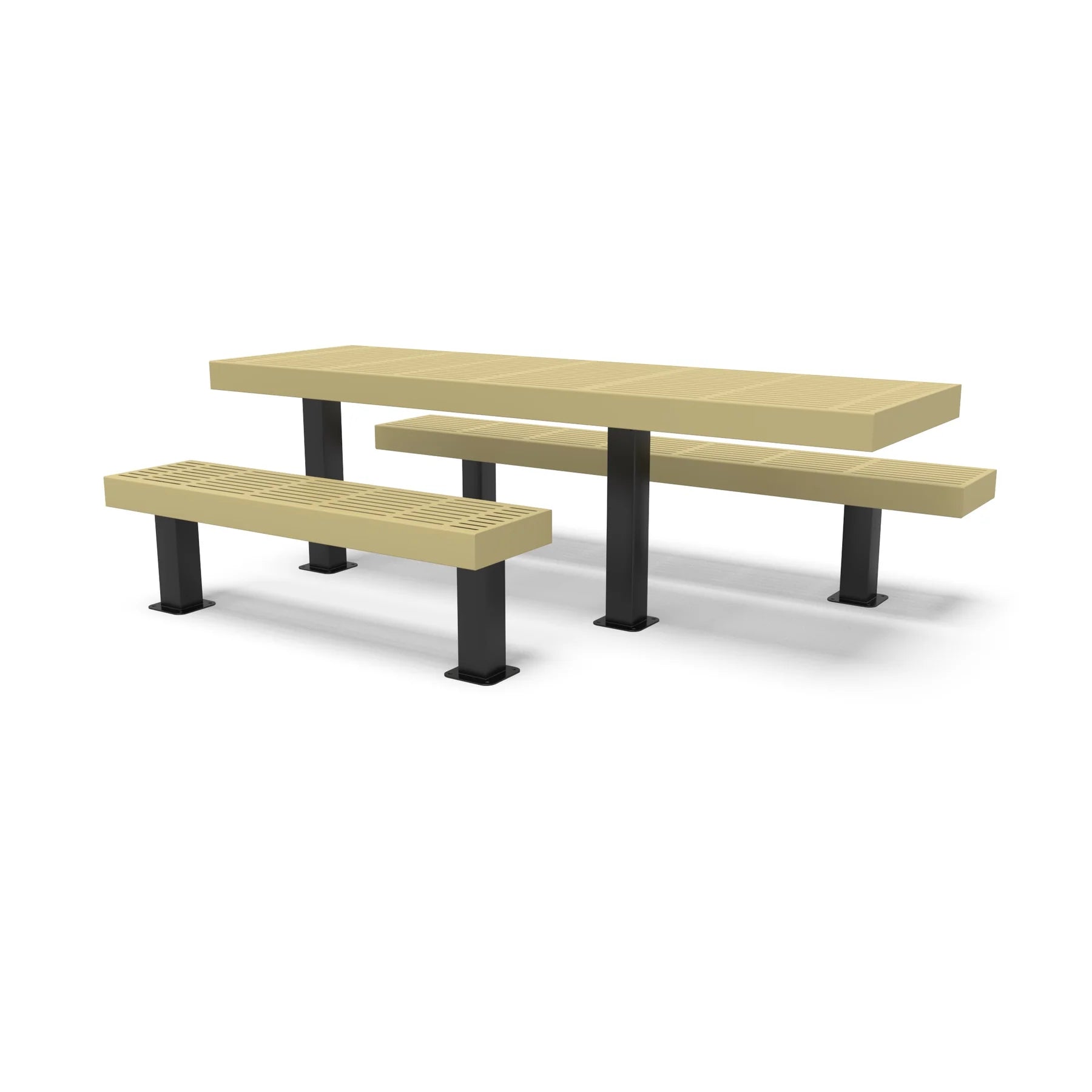 Black & Sand Wabash Valley Designer Traditional Metal Picnic Table with ADA Seat