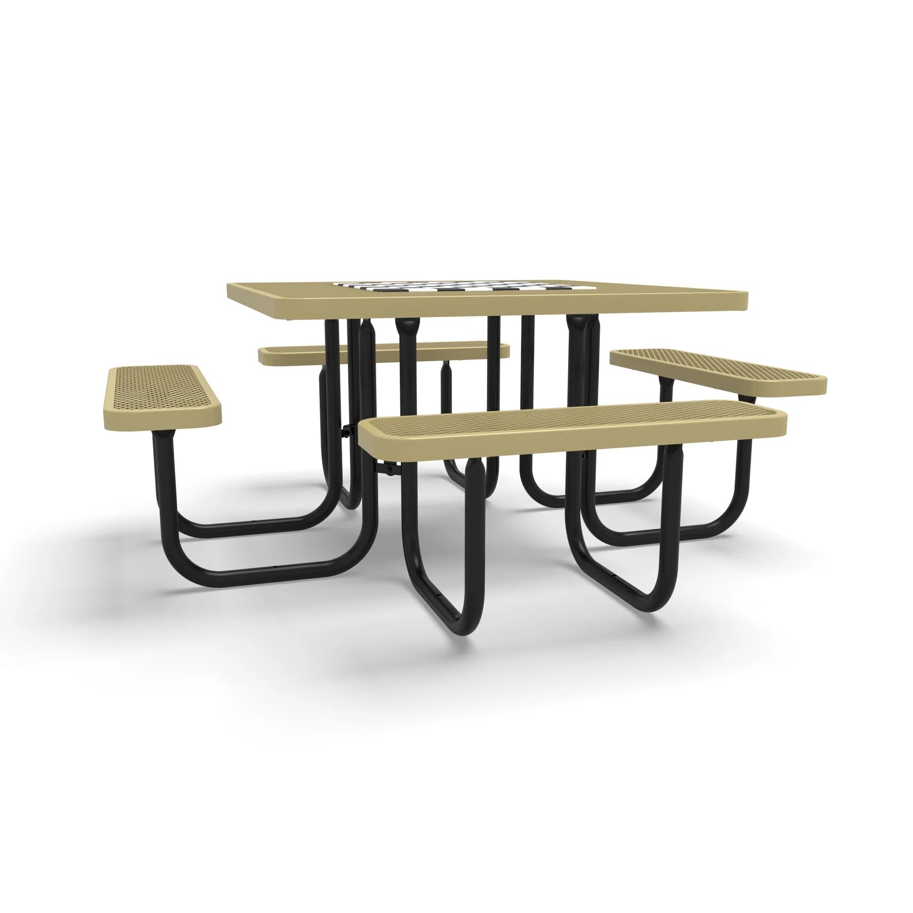 Black & Sand Wabash Valley Signature Square Diamond Metal Portable Picnic Table with Chessboard Top