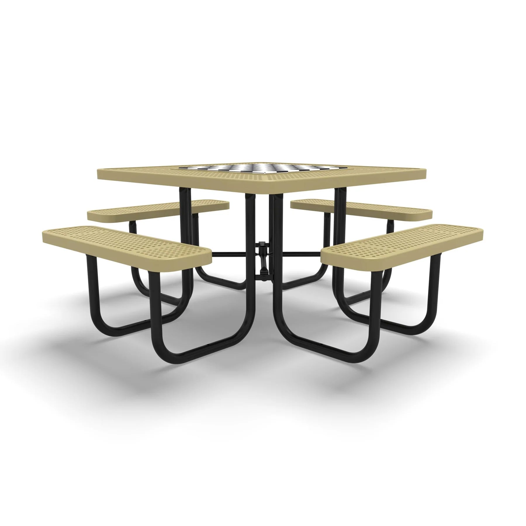 Black & Sand Wabash Valley Signature Square Perforated Metal Portable Picnic Table with Chessboard Top