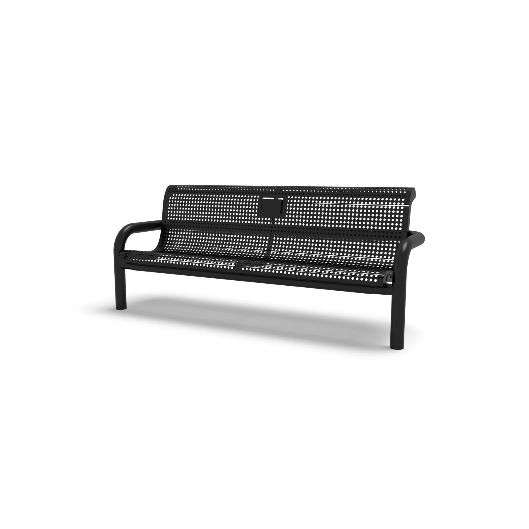 Black Wabash Valley Contemporary Perforated steel Memorial Bench with Inground Mount studio image