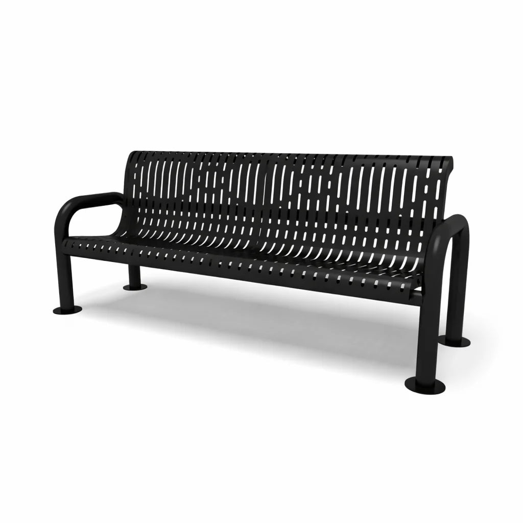 Black Wabash Valley Contemporary Ribbed Steel Bench Surface Mount Studio Image