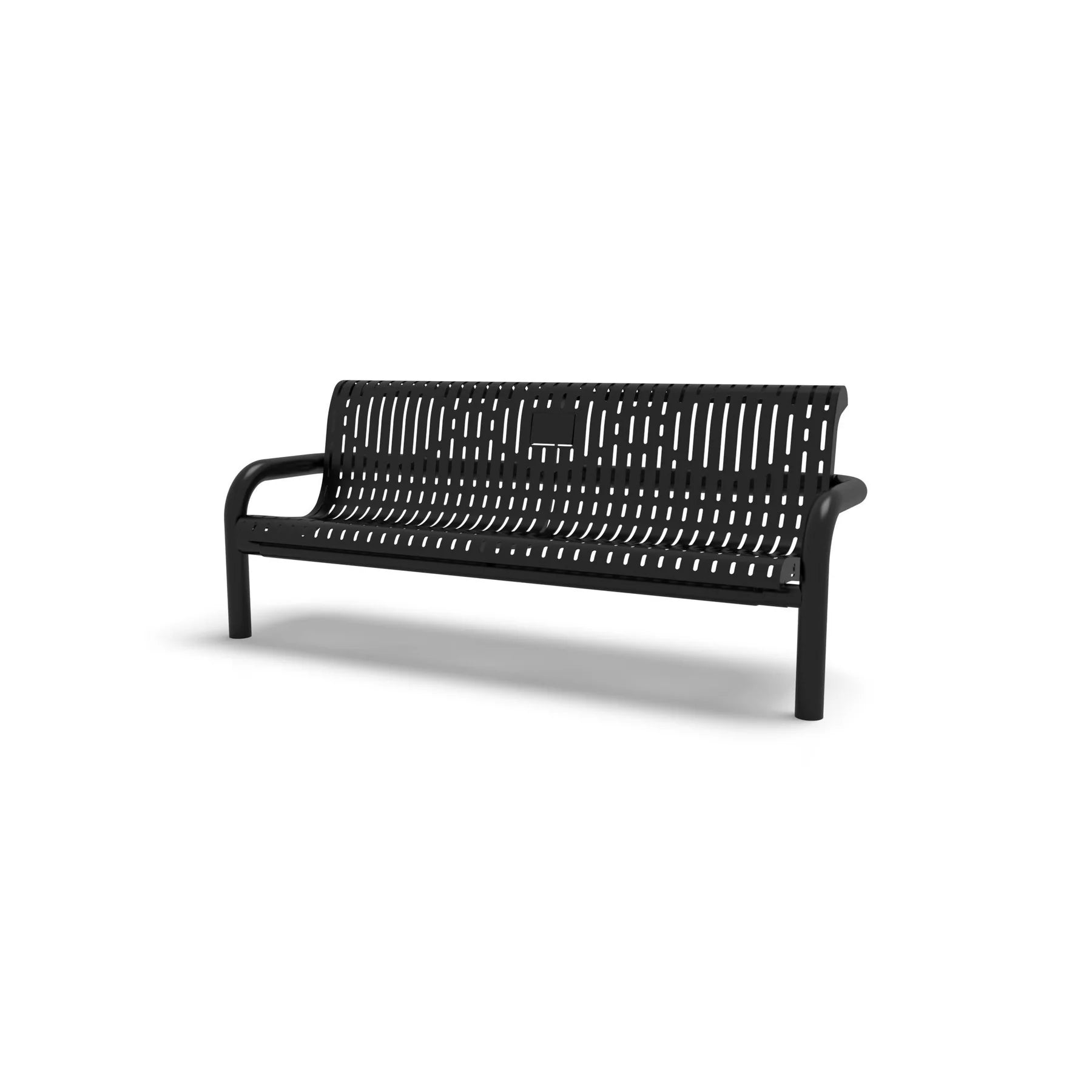 Black Wabash Valley Contemporary Ribbed steel Memorial Bench with Inground Mount studio image