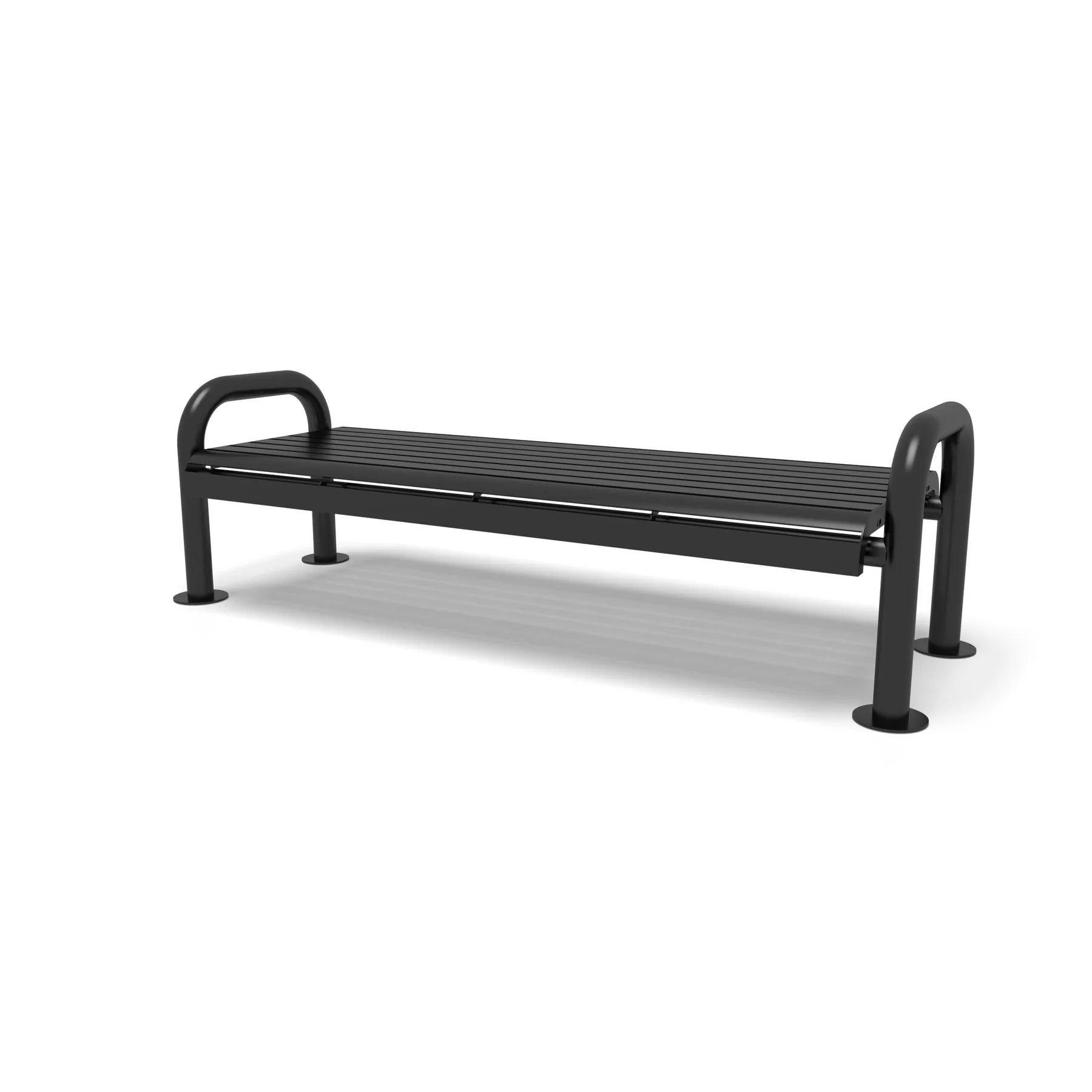 Black Wabash Valley Contemporary Slatted Steel Backless Bench with Surface Mount Studio Image