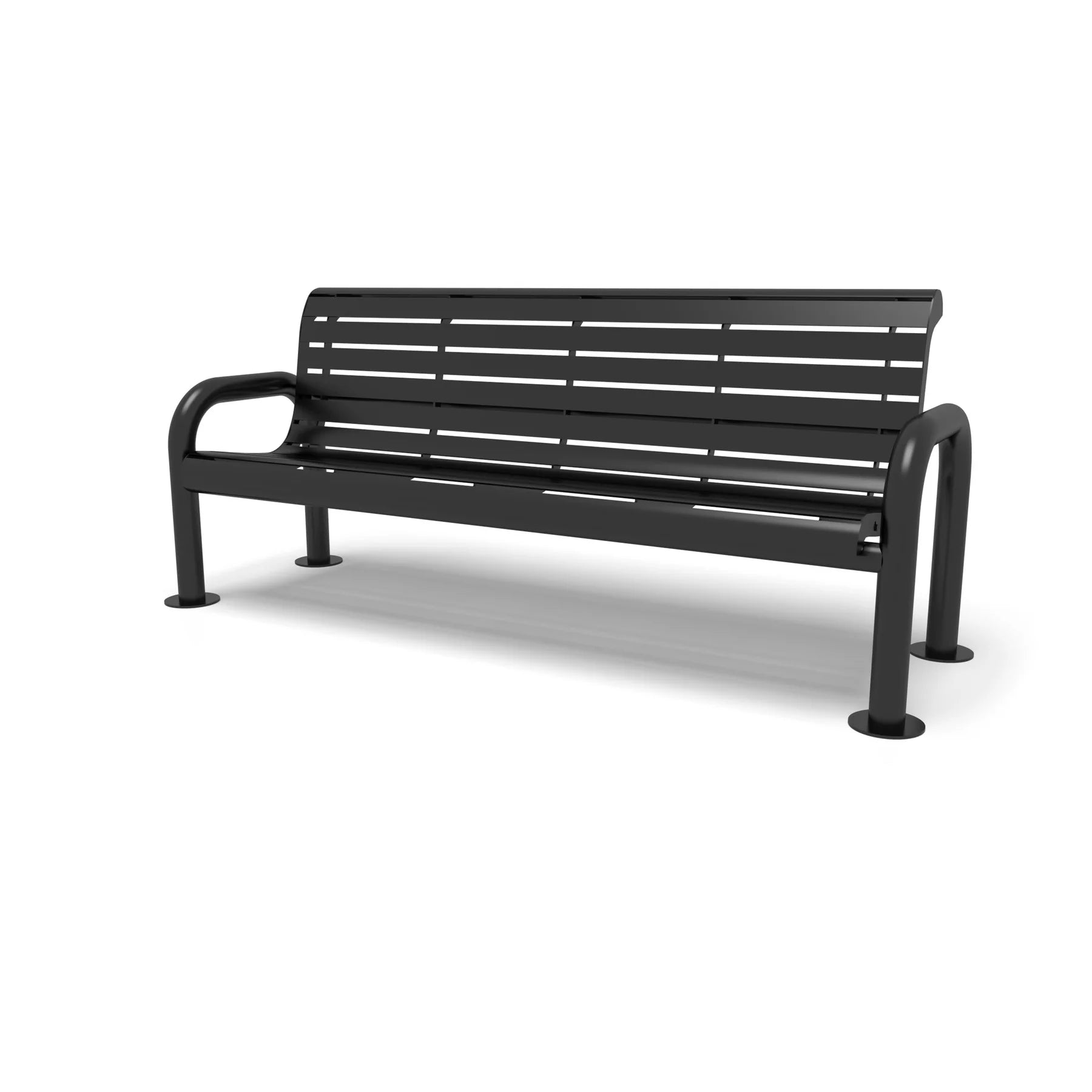 Black Wabash Valley Contemporary Slatted Steel Bench Surface Mount Studio Image