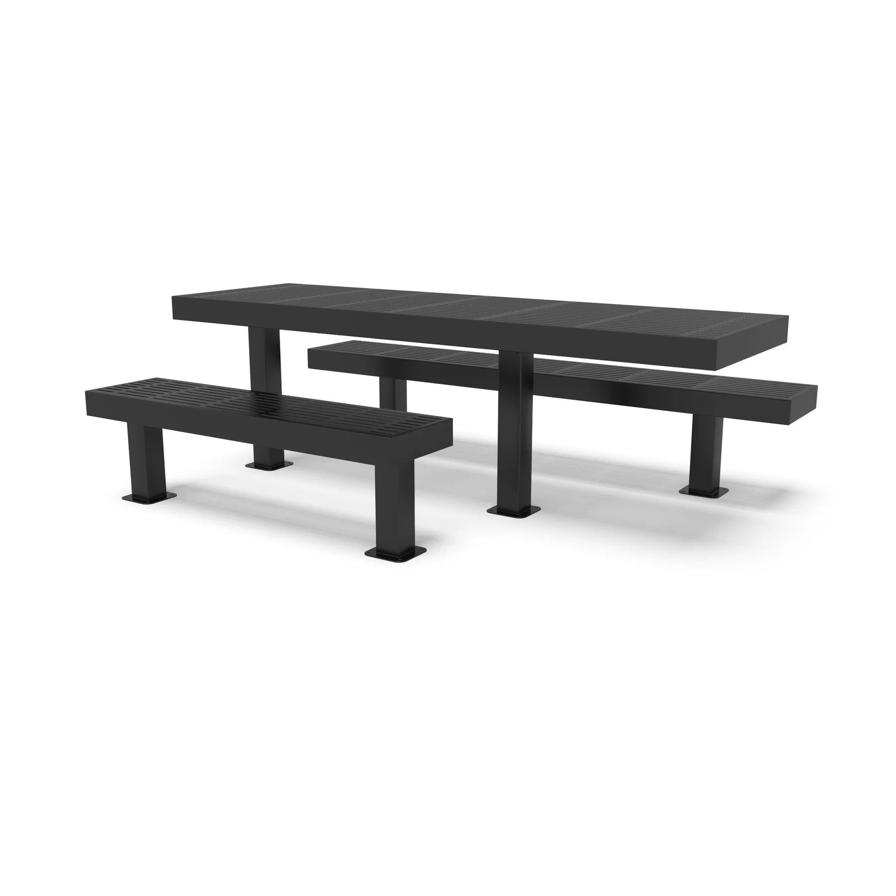 Black Wabash Valley Designer Traditional Metal Picnic Table with ADA Seat