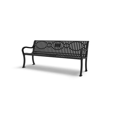 Black Wabash Valley Ribbed Steel Memorial Courtyard Bench Studio Image
