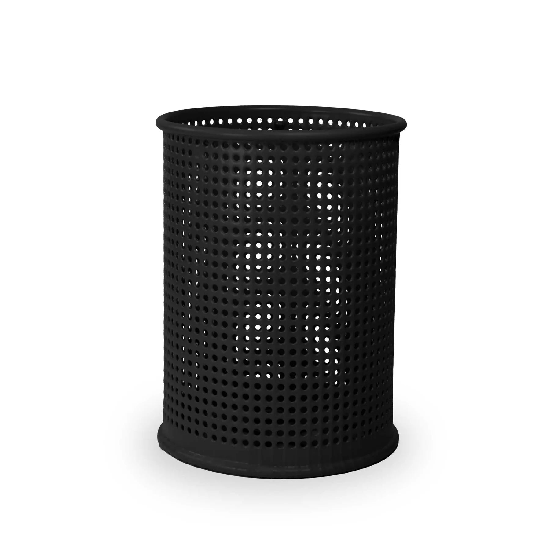Black Wabash Valley Signature Perforated Commercial Trash Receptacle