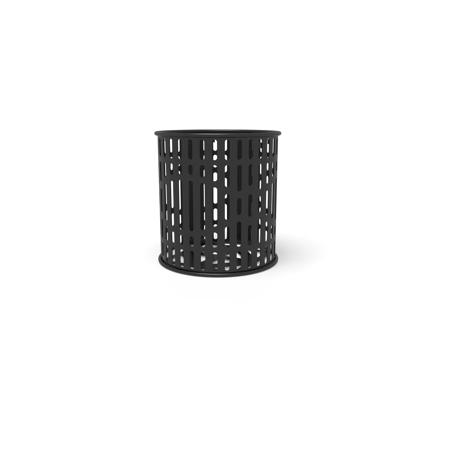 Black Wabash Valley Signature Ribbed Commercial Trash Receptacle
