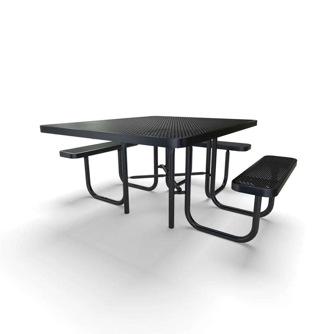 Black Wabash Valley Signature Square Diamond Metal Portable Picnic Table with ADA Accessible Seating