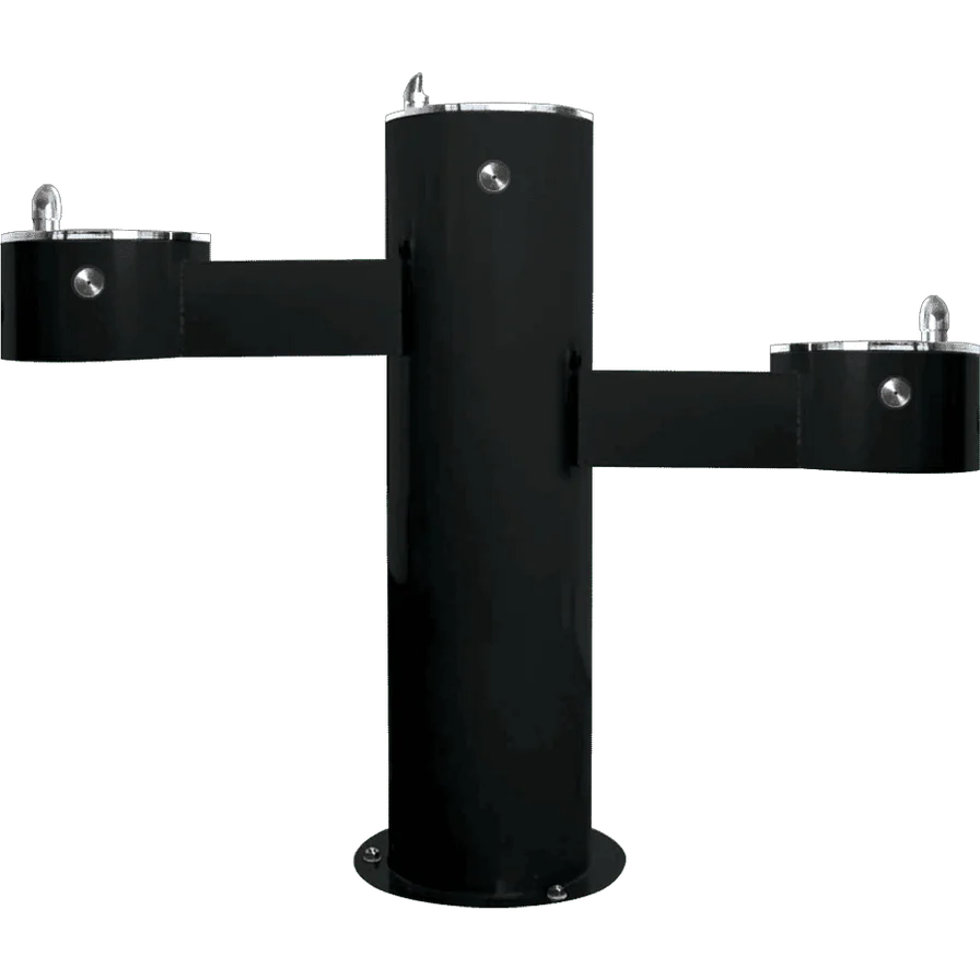 Black Willoughby Triple Height Drinking Fountain Front Approach Studio Image