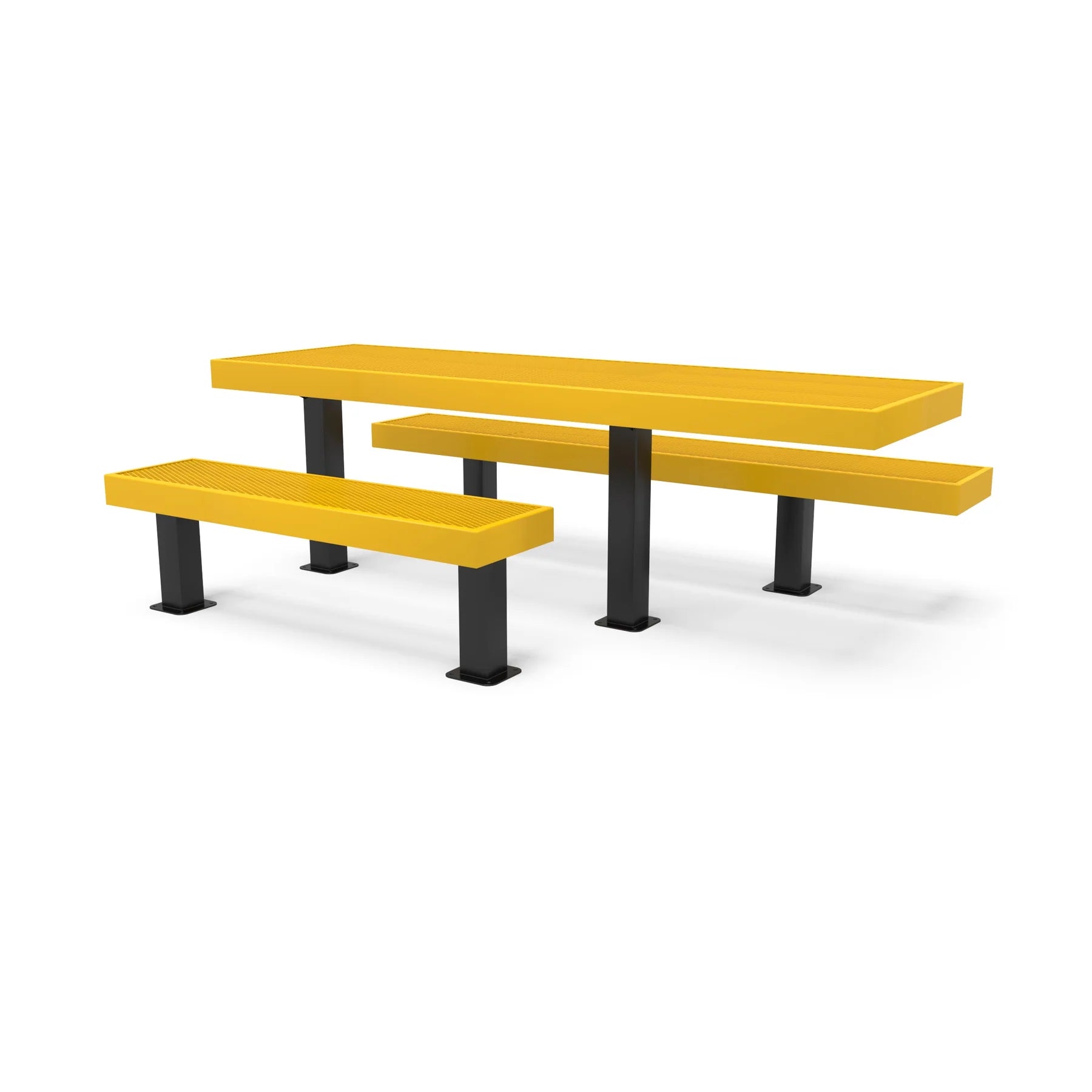 Black & Yellow Wabash Valley Designer Diamond Metal Picnic Table with ADA Seat