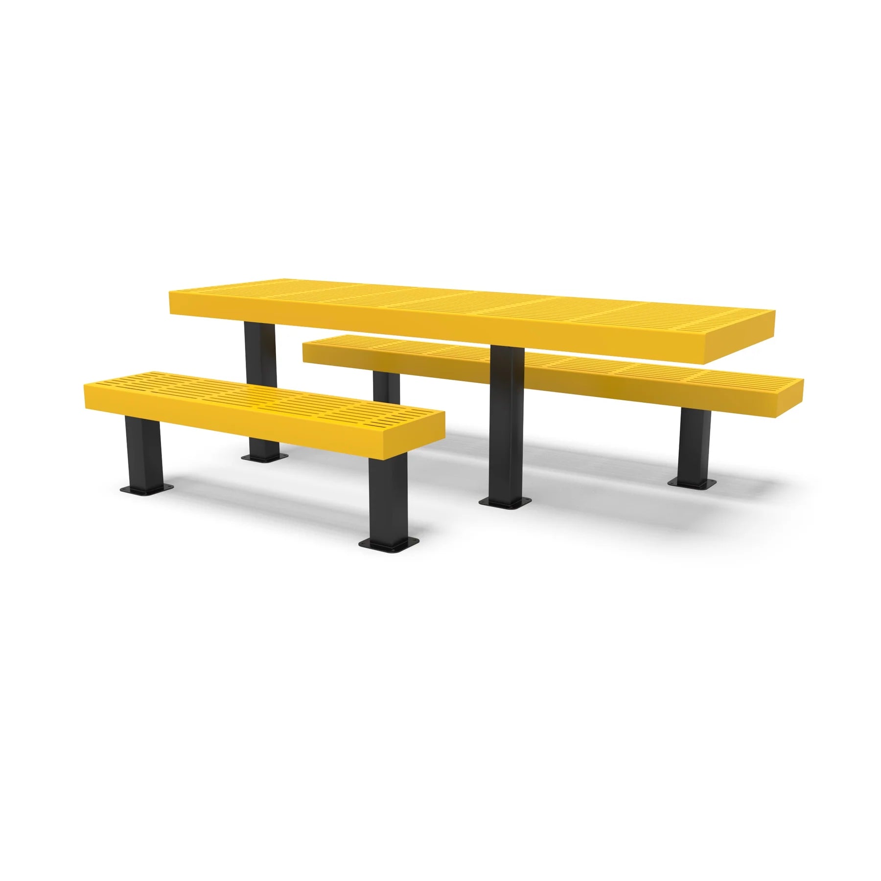 Black & Yellow Wabash Valley Designer Traditional Metal Picnic Table with ADA Seat