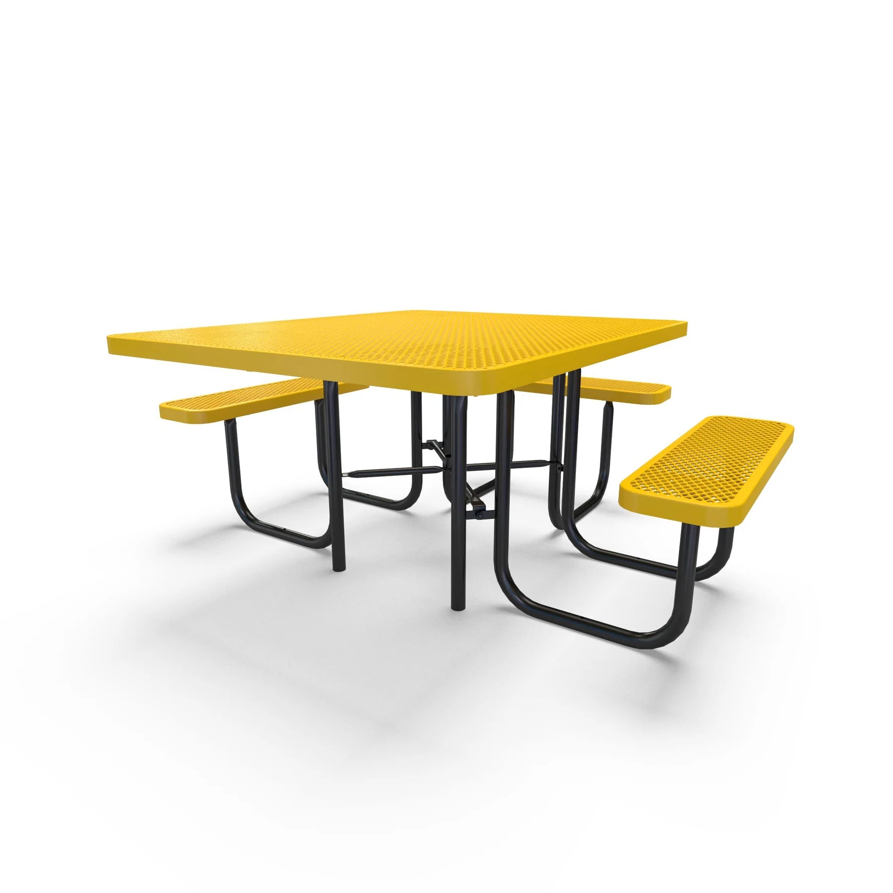 Black & Yellow Wabash Valley Signature Square Diamond Metal Portable Picnic Table with ADA Accessible Seating