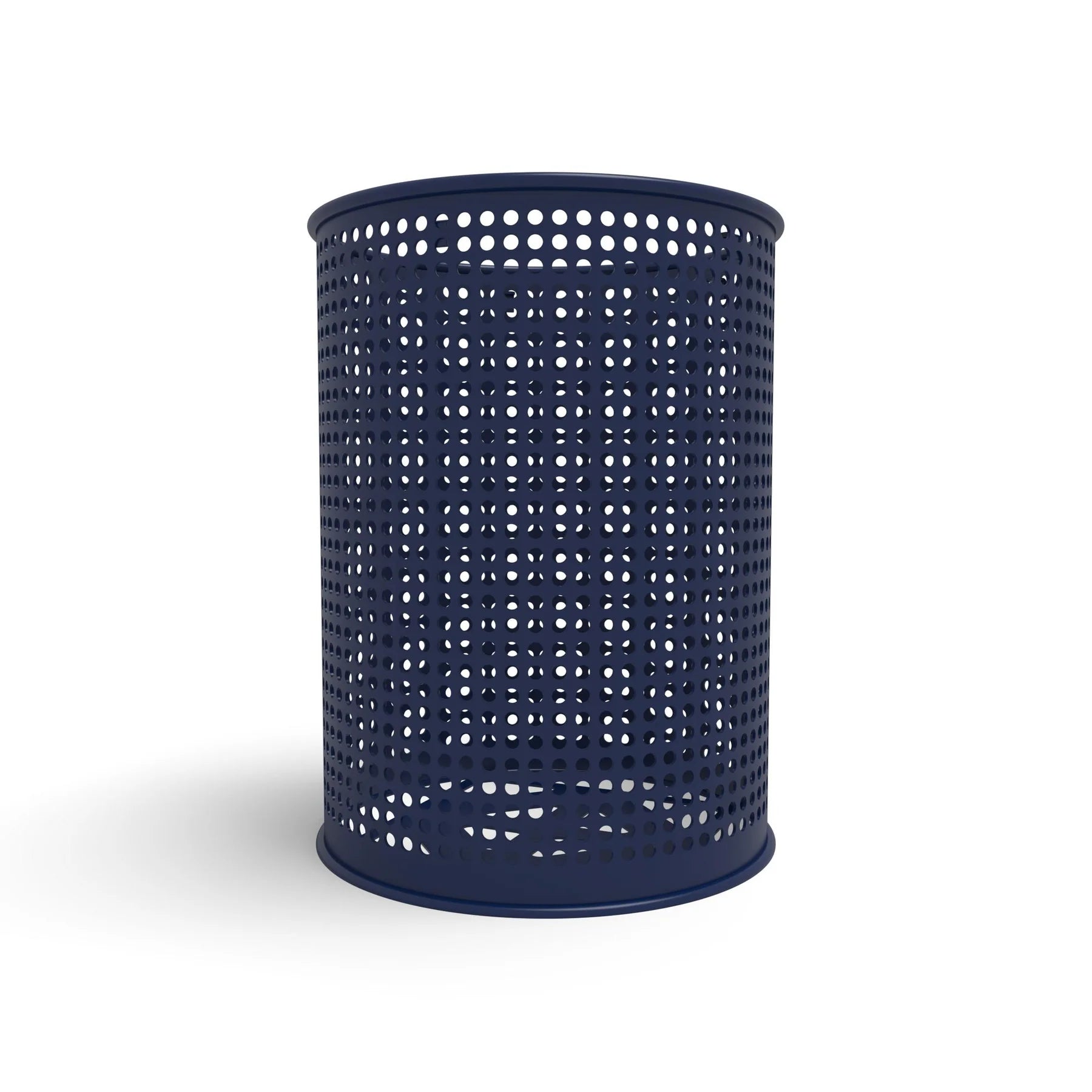 Blue Wabash Valley 55 Gal. Commercial Trash Receptacle, perforated body, plastisol coated, model LR355P, large outdoor trash can