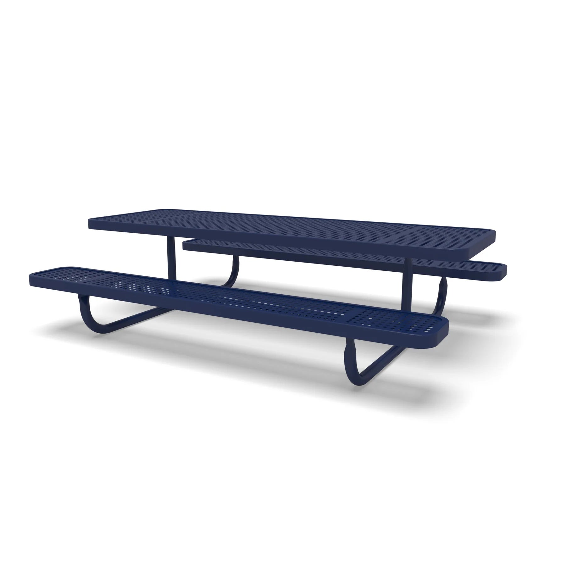 Blue Wabash Valley Children's Signature Perforated Metal Portable Picnic Table in plastisol-coated steel, a kids table with benches