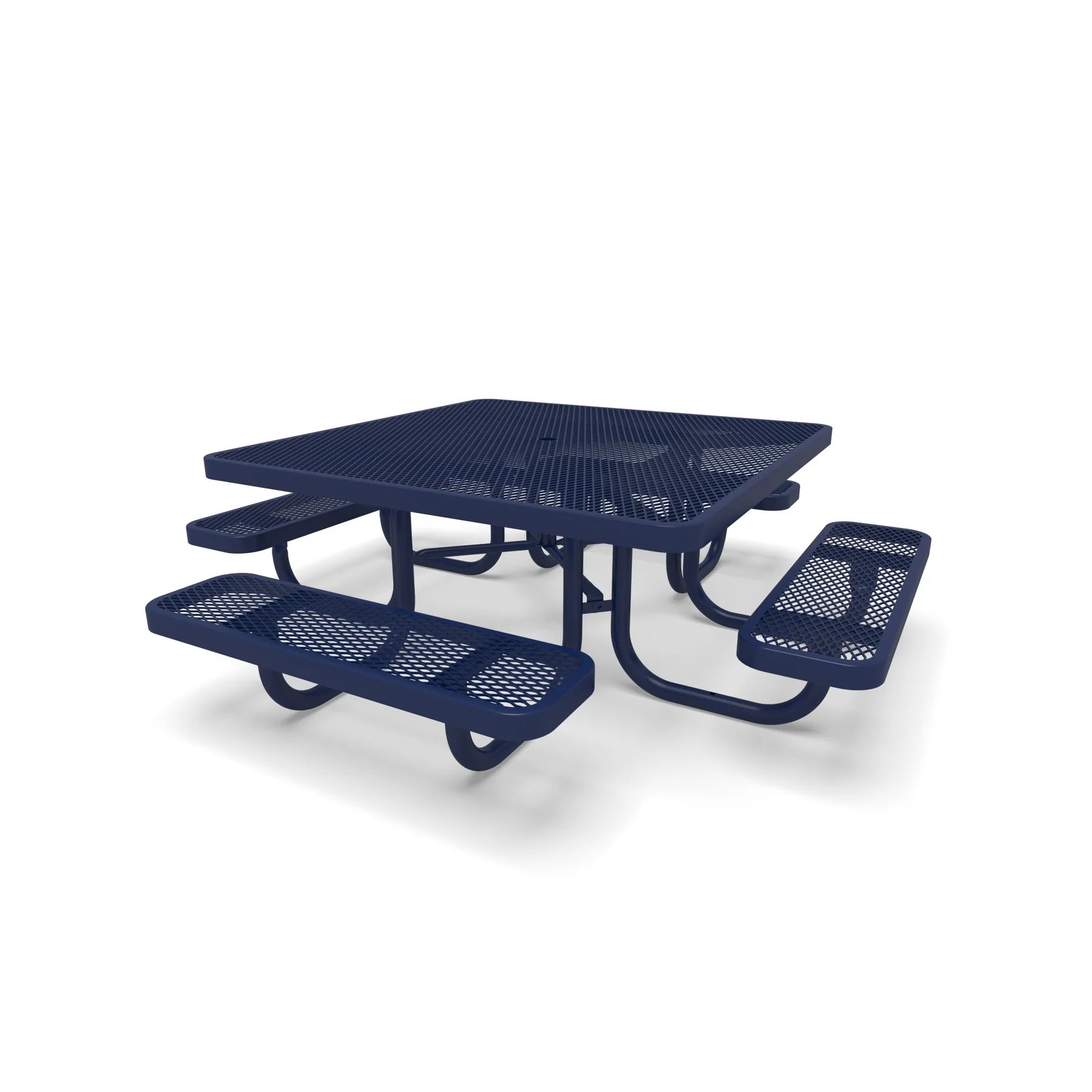 Blue Wabash Valley Children's Signature Square Diamond Metal Portable Picnic Table in plastisol-coated steel, outdoor classroom furniture for young children