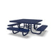 Blue Wabash Valley Children's Signature Square Perforated Metal Portable Picnic Table in plastisol-coated steel, a playground picnic table