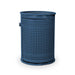 Blue Wabash Valley Commercial Trash Receptacle w/ Side Opening, perforated body with a side door, plastisol coated, model LR305P, trash can with door