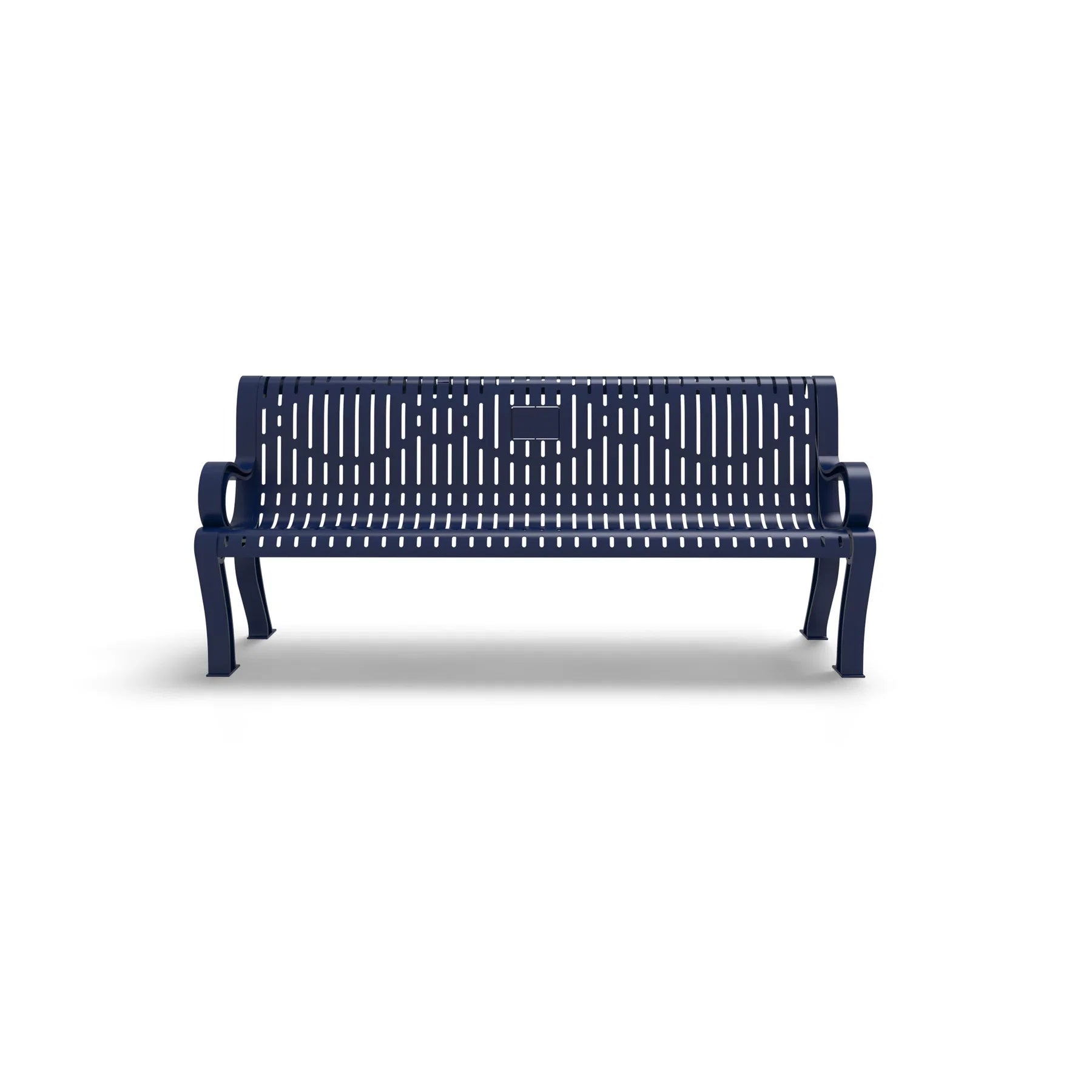 Blue Wabash Valley Estate Ribbed Memorial Bench, bench plaque mounted at the factory, engraving not included