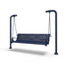 Blue Wabash Valley Estate Ribbed Swing Bench, plastisol-coated steel seat on inground posts, commercial swing for parks and campuses