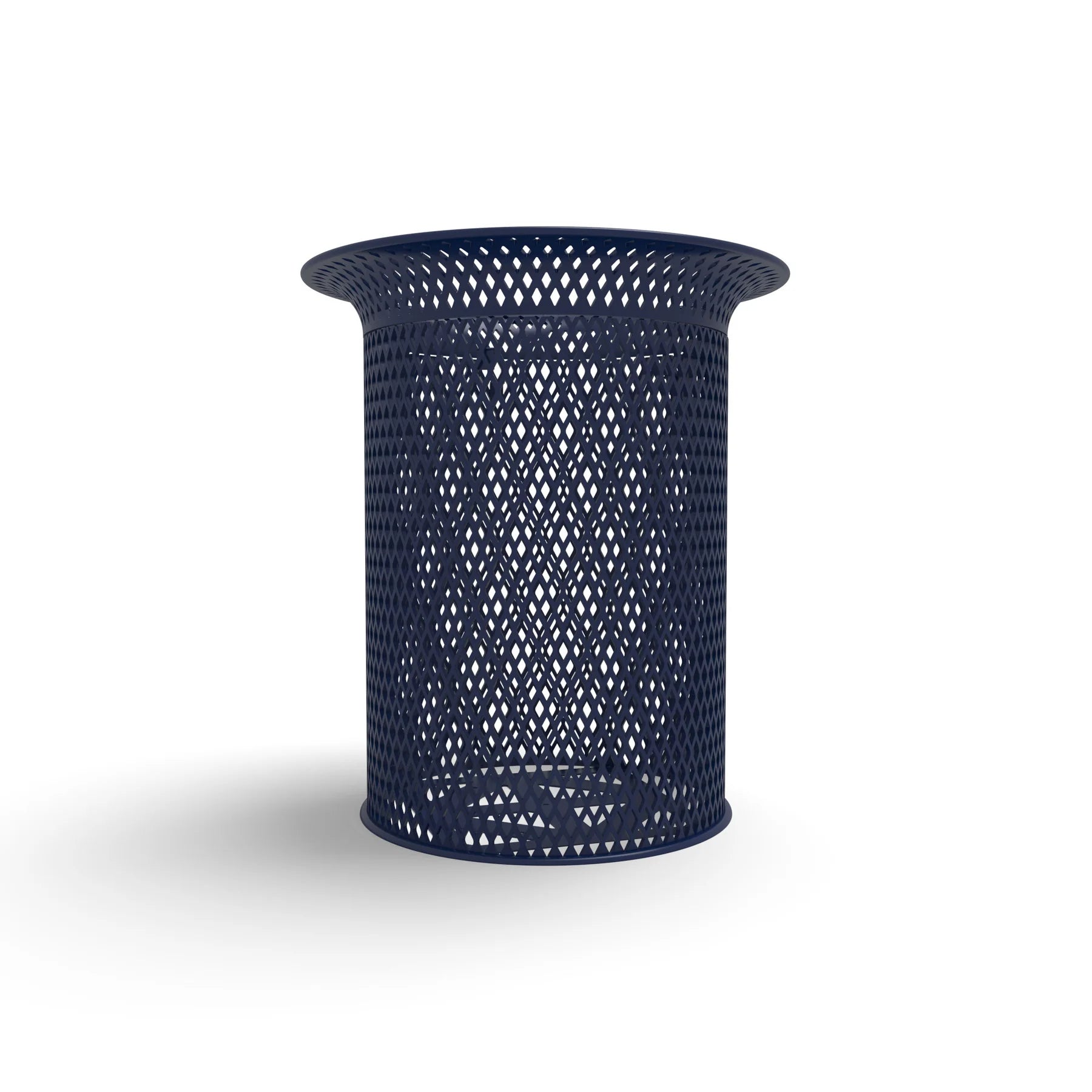 Blue Wabash Valley Flared Commercial Trash Receptacle, Diamond, plastisol coated steel with a flared top, model FR400D, beach trash can