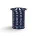 Blue Wabash Valley Flared Commercial Trash Receptacle, Ribbed, plastisol coated steel with a flared top, model FR400R, outdoor trash receptacle