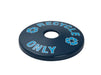Blue recycle trash receptacle lid with a 5 inch opening and RECYCLE ONLY lettering, powder-coated steel, Wabash Valley model FT106N