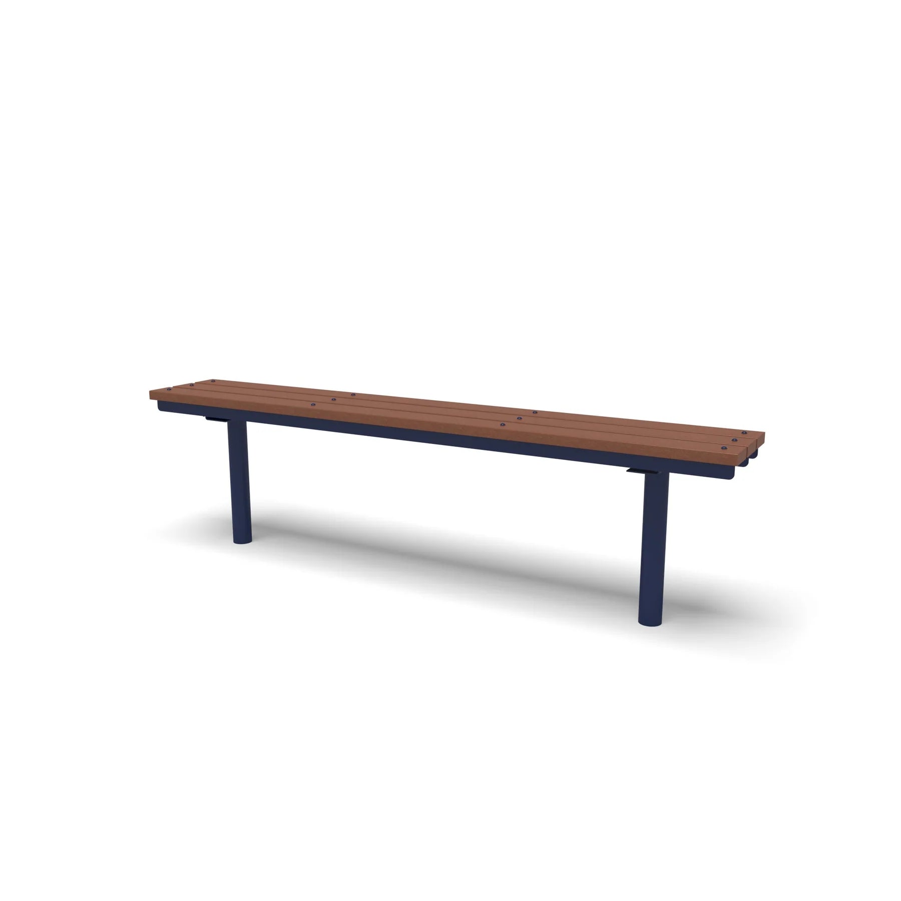 Blue Wabash Valley Rinnova Recycled Plastic Backless Bench with Cedar planks, Inground mount, plastic outdoor bench