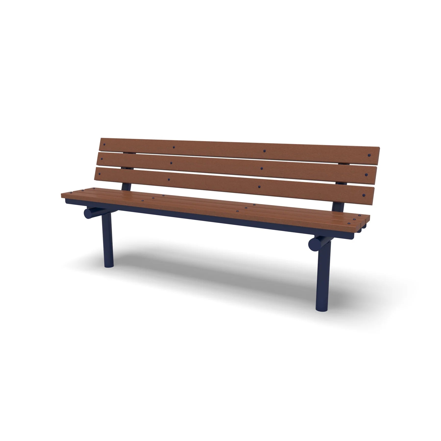 Blue Wabash Valley Rinnova Recycled Plastic Bench with Cedar planks, Inground mount, public benches