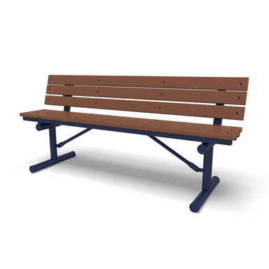 Blue Wabash Valley Rinnova Recycled Plastic Bench with Cedar planks, Portable braced legs, recycled plastic bench